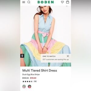 Boden Blue and White Striped Button-Up Shirt